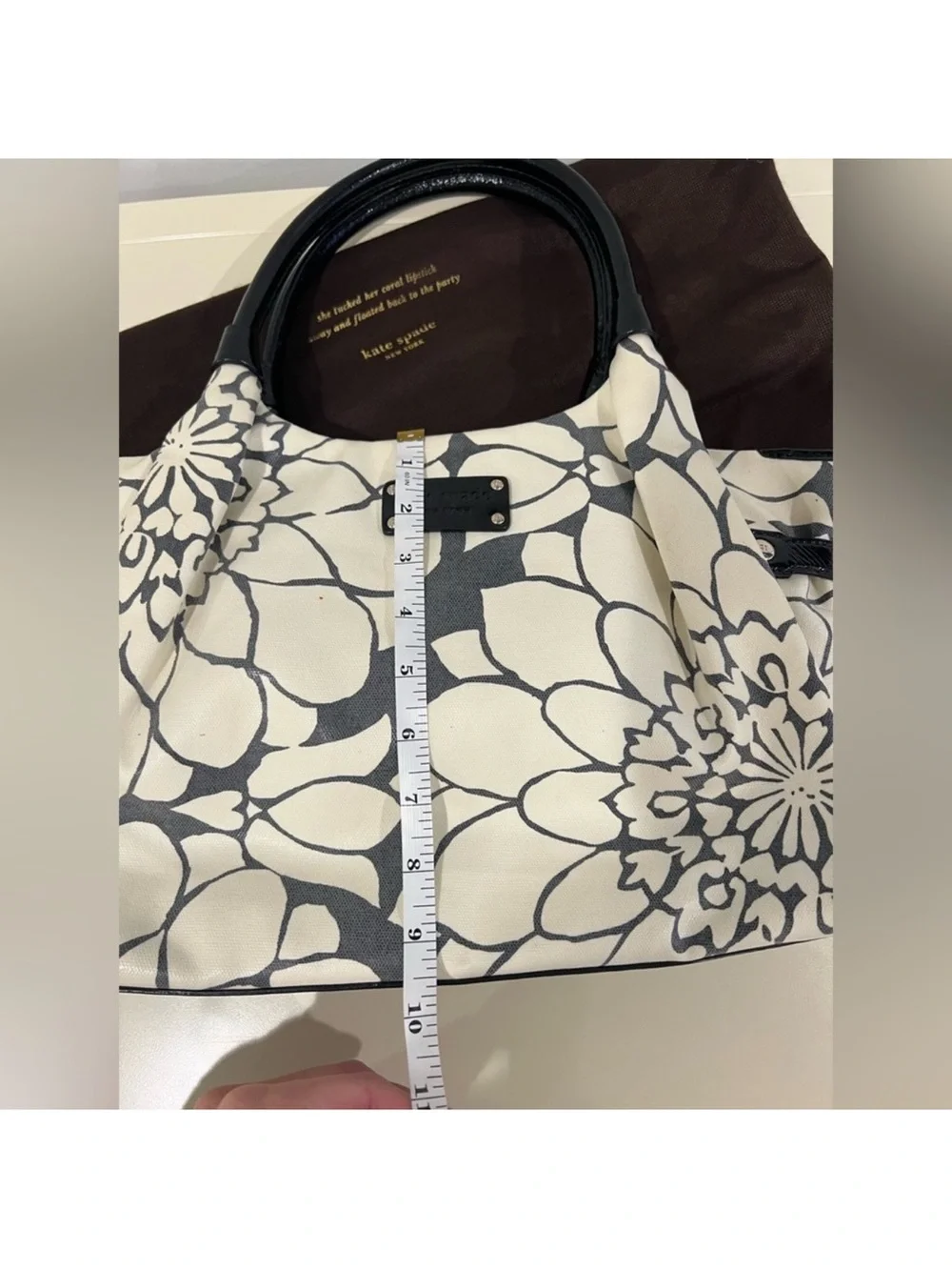 kate spade Black and Cream Floral Canvas Tote
